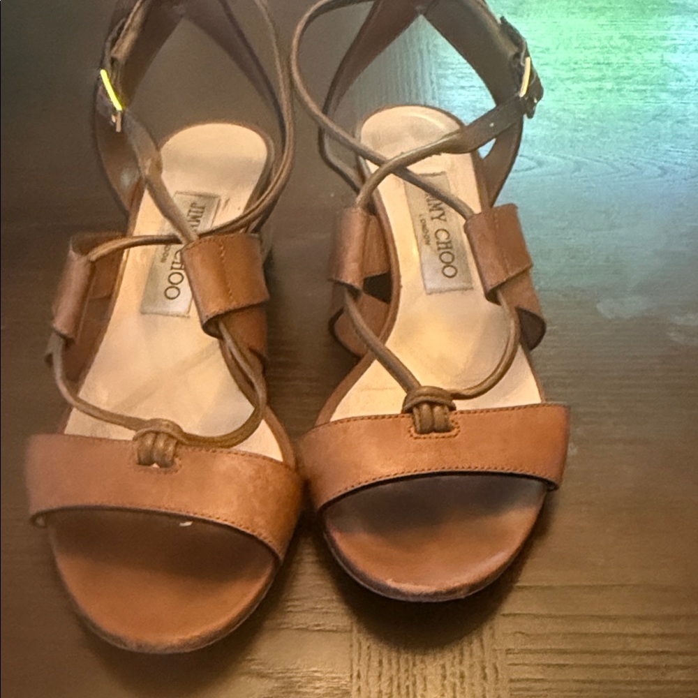 Jimmy Choo Brown Leather Strappy Sandals